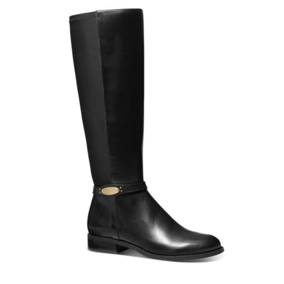 NWOT Michael Kors Black Leather Riding Boots - Picture 1 of 9